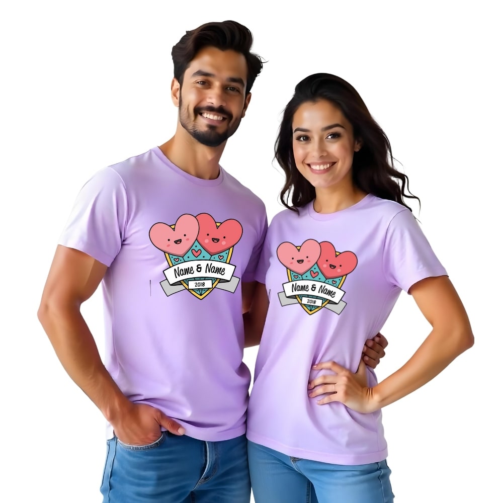 Names and Year Customised Couple Tshirts