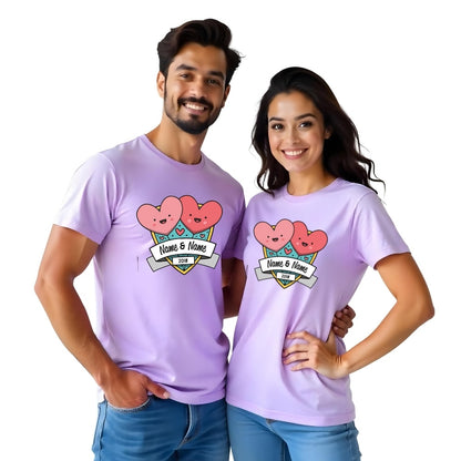 Names and Year Customised Couple Tshirts