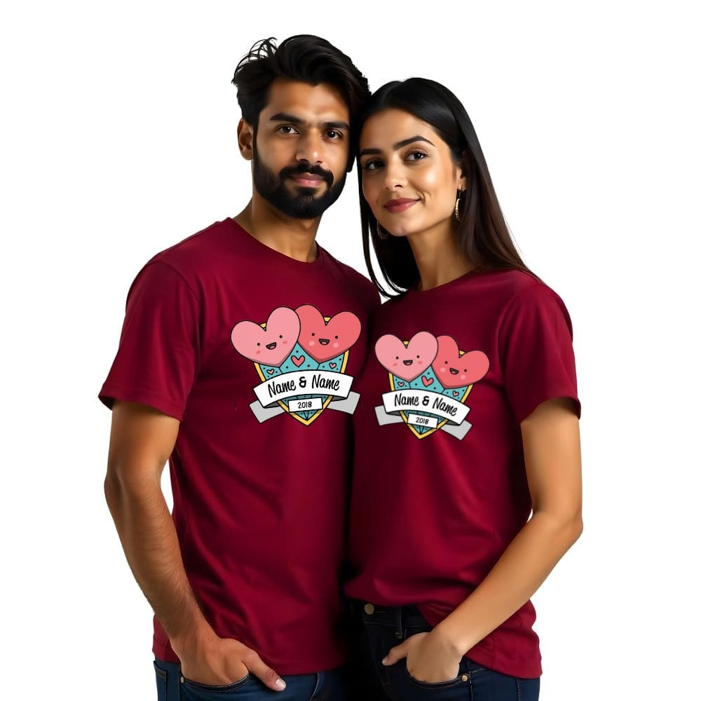 Names and Year Customised Couple Tshirts
