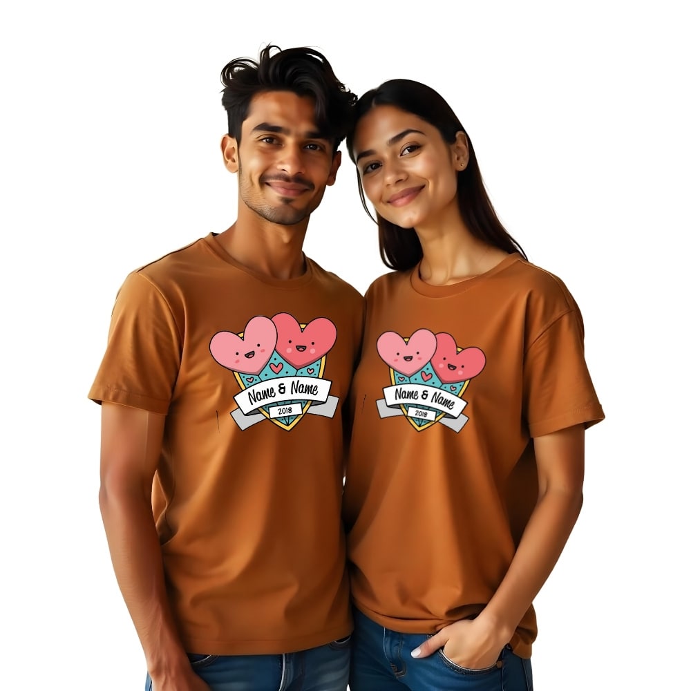 Names and Year Customised Couple Tshirts