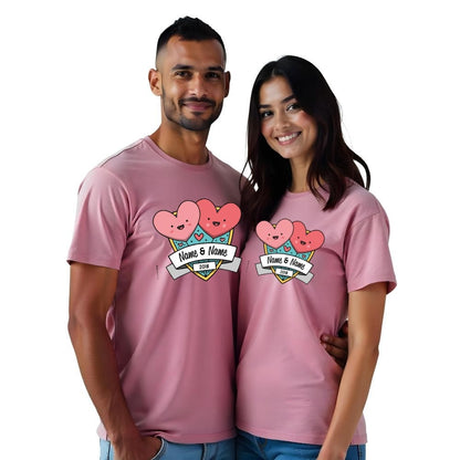 Names and Year Customised Couple Tshirts