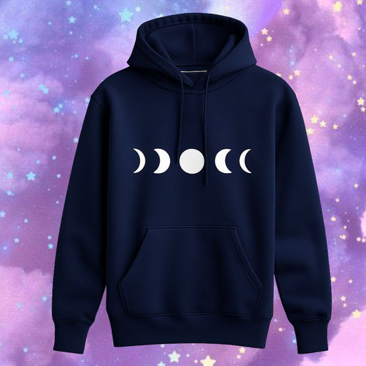 Navyblue Kids Hoodie with moon phase design front