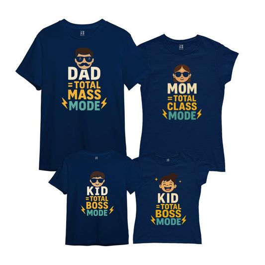 T shirts for family of 4 - Mass, Class, Boss Family Tees - Navy