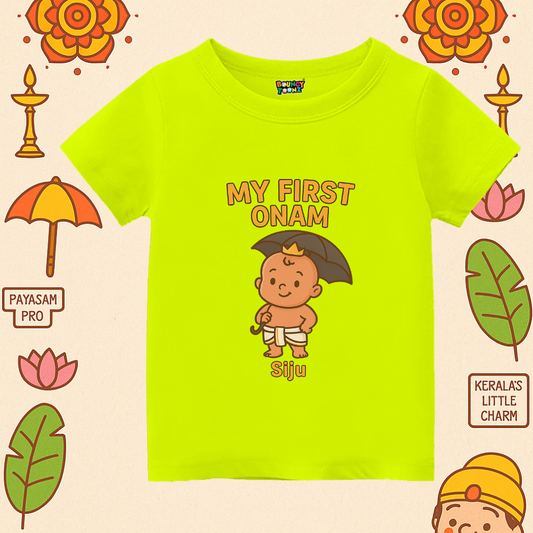 Neongreen Kids Tshirt with Onam Special Print