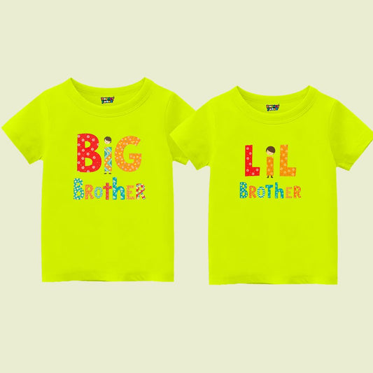 Neongreen tshirts with 'Big Brother' and 'Lil Brother' text 