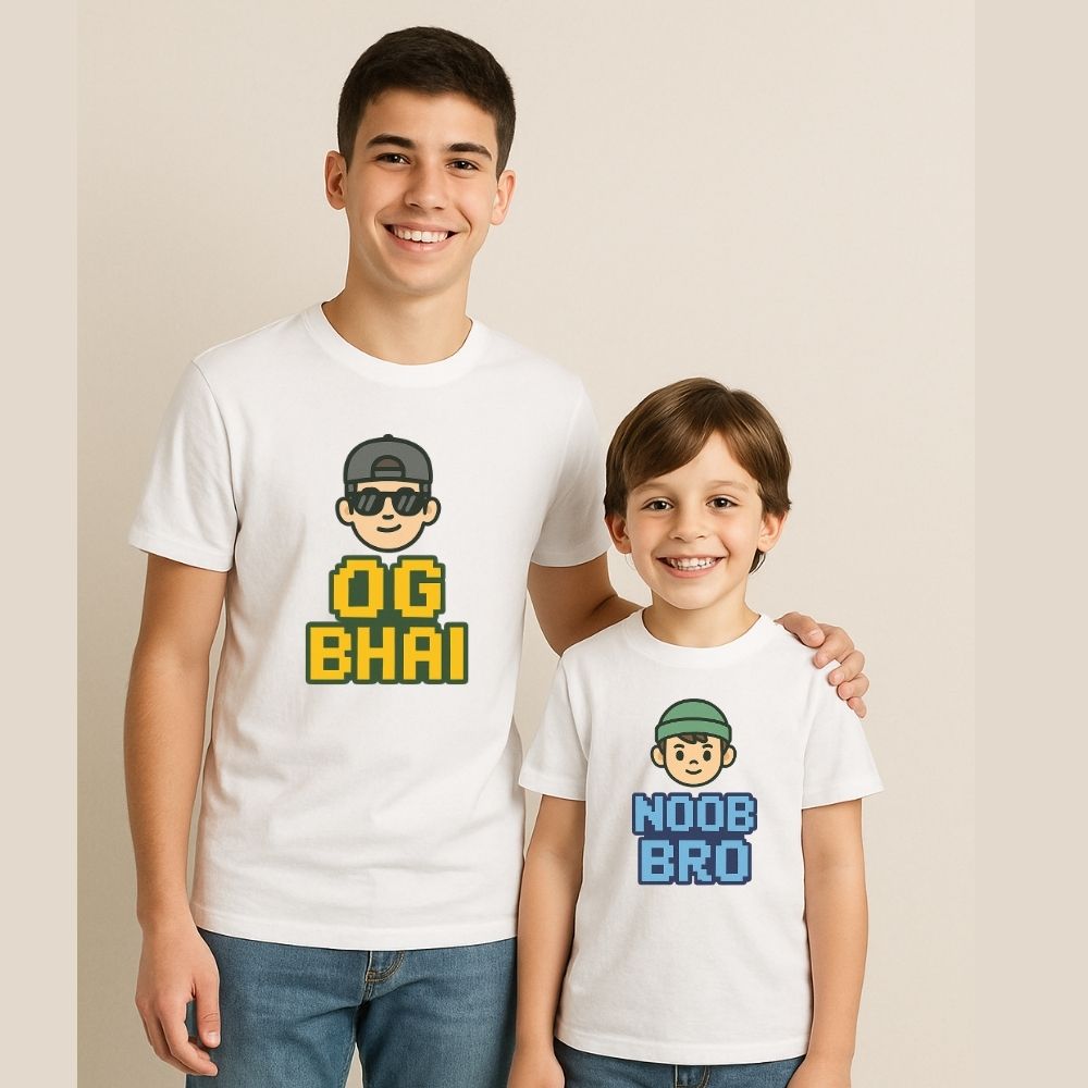 Gift for Raksha Bandhan OG_Bhai_NOOB_Bro_Siblings_Tshirt