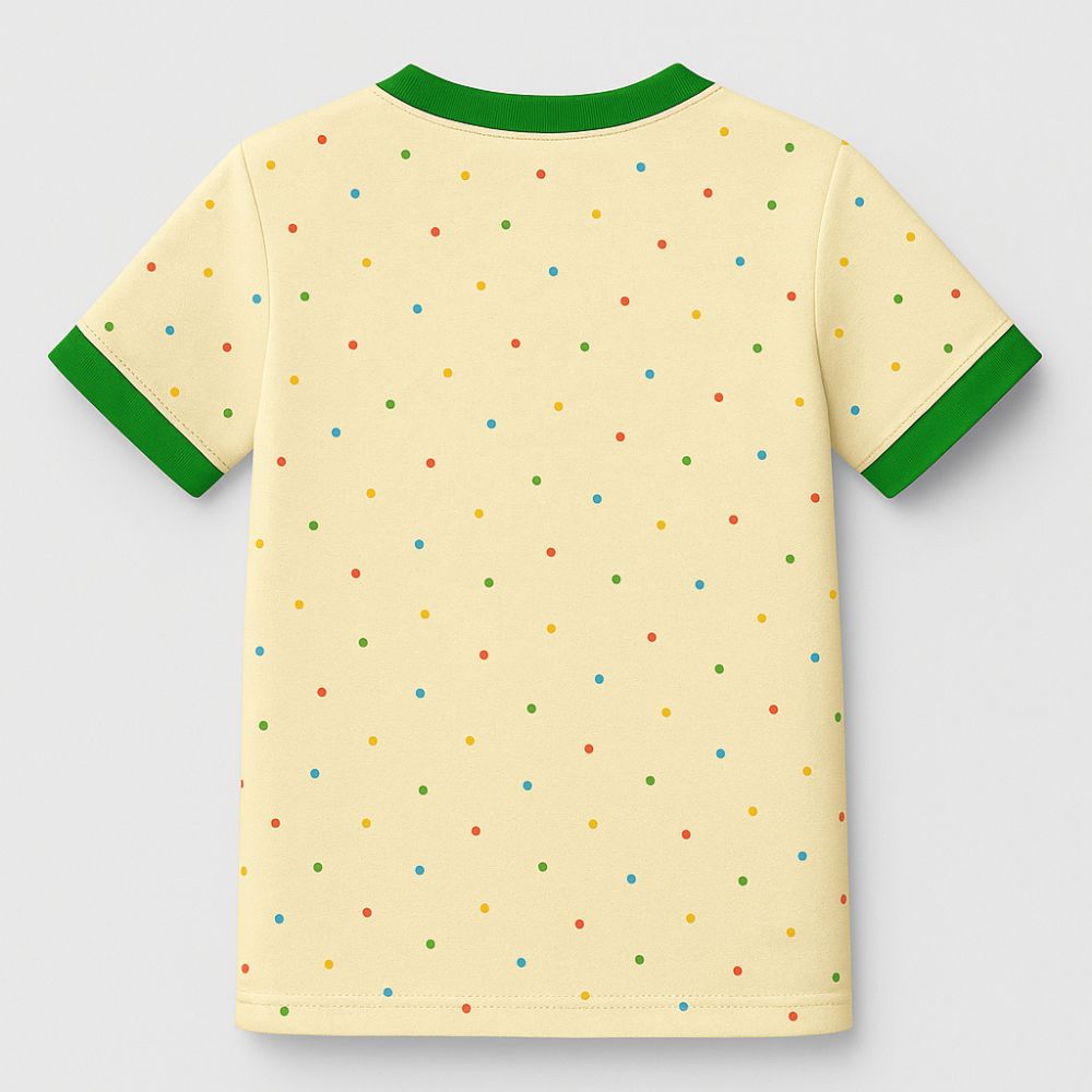 Onam Special Kids Jersey with colorful designs of tigers, flowers, and leaves Back