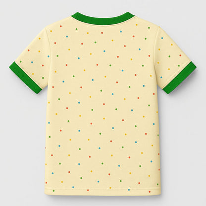 Onam Special Kids Jersey with colorful designs of tigers, flowers, and leaves Back