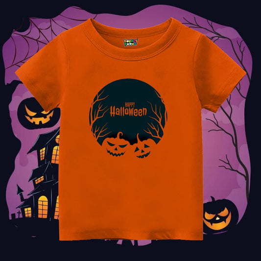 Orange Kids Tshirt Happy Halloween 