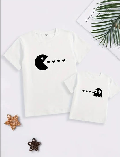 White emoji printed Matching Tees