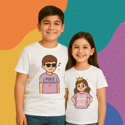 Match your moods this Rakshabandhan with Peace Negotiator & Drama Queen T-shirts – a playful Rakhi gift idea for brothers and sisters in 2025.