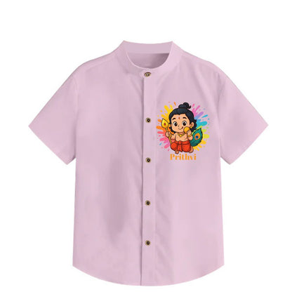Personalised Pink shirt, Bala Murugan with laddu, cartoon design