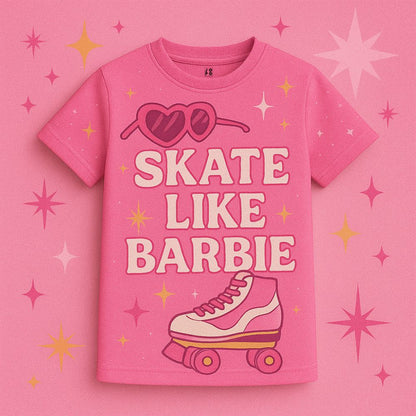 Pink Kids Jersey with 'Skate Like Barbie' design 