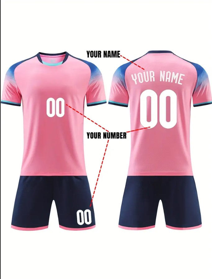 Customizable Sports Jersey Set with Pink and Blue Colors,Custom name and Number on the back 