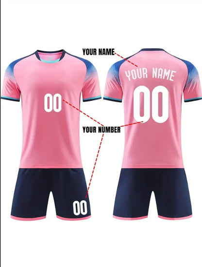 Customizable Sports Jersey Set with Pink and Blue Colors,Custom name and Number on the back 