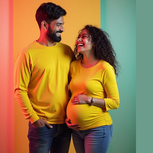 Plain Mustard Maternity Couple Matching t-shirt 