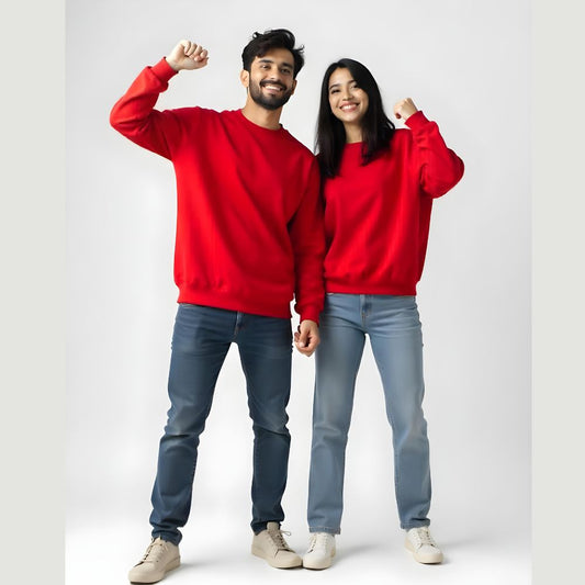 Plain Couple Sweatshirts - Red
