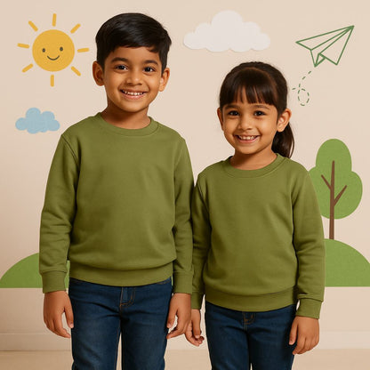 Dark olive plain siblings sweatshirt – perfect Rakhi gift 2025 for brothers and sisters to celebrate their bond in cozy festive style