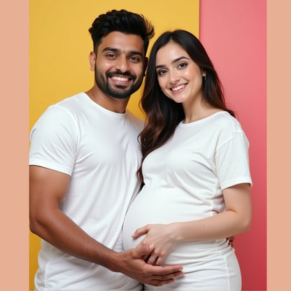 Plain White Maternity Couple Matching T-shirts