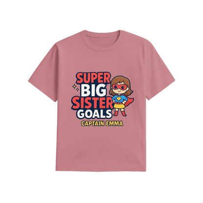 Plum t-shirt,  Superhero Design Printed with "Super Big Sister Goals" and Captain text