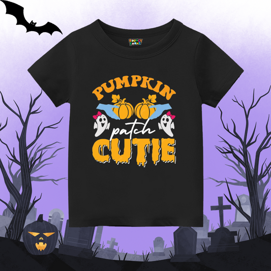 Pumpin Patch Cutie Text Printed Kids Halloween Tees 