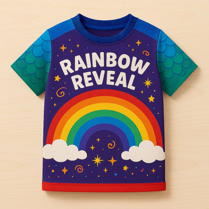 Kids Theme Jersey with rainbow Print and 'Rainbow Reveal' Text