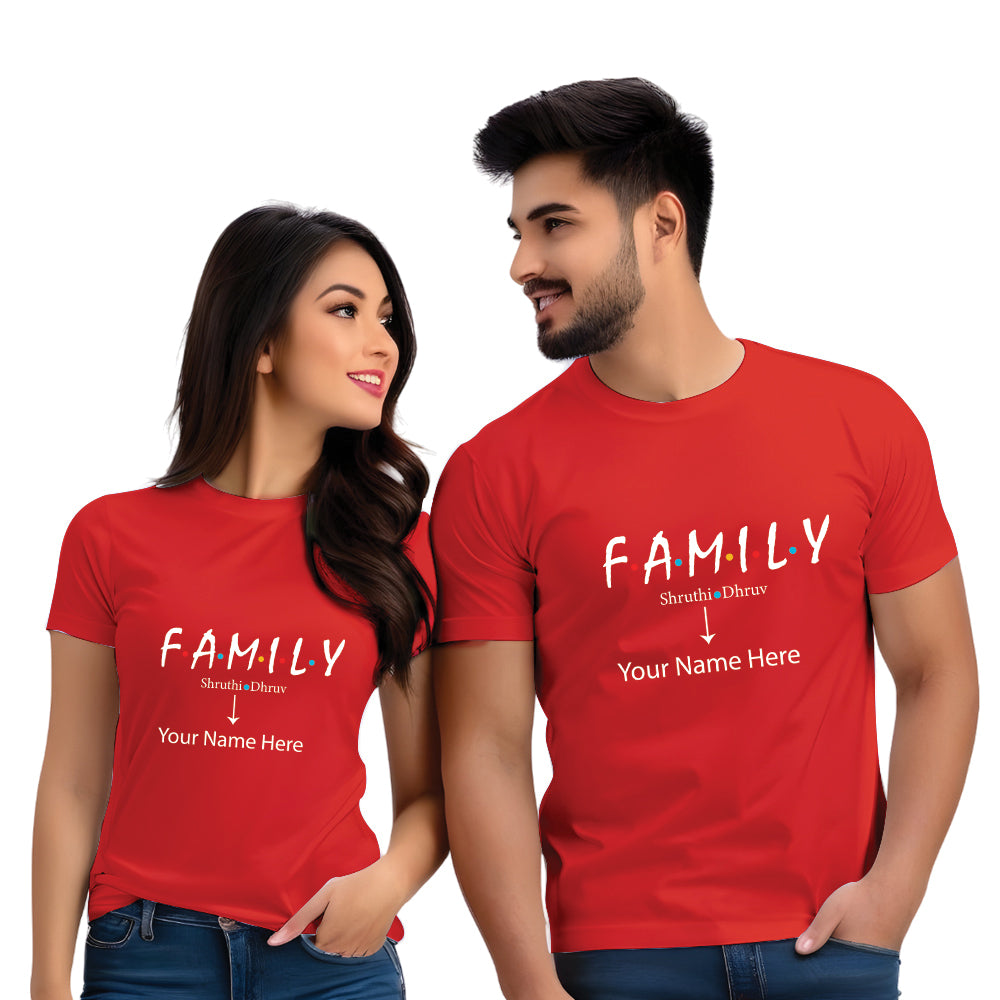 Family  Half Sleeve Printed Couple T-shirt