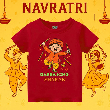 Red Kids t-shirt with Garba King text