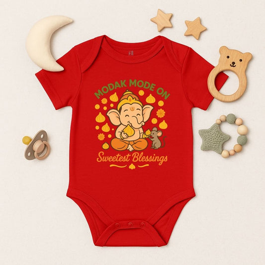 Red baby onesie for Ganesh chathurthi