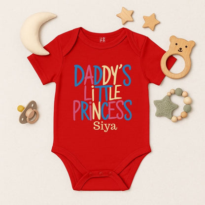 Red baby onesie with 'Daddy's Little Princess' text 