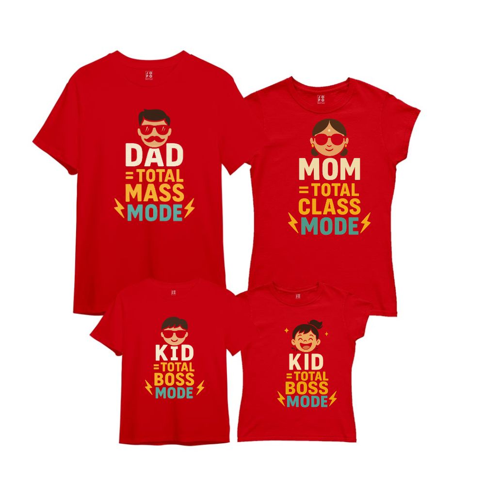 T shirts for family of 4 - Mass, Class, Boss Family Tees - Red