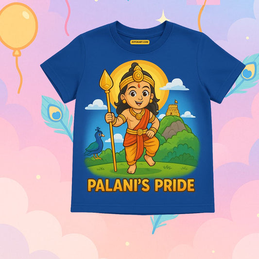 RoyalBlue Kids Jersey with 'Palani's Pride' text and BalaMuruga Print