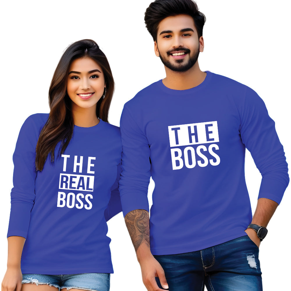 The Real Boss & The Boss full Sleeve Couple T Shirt