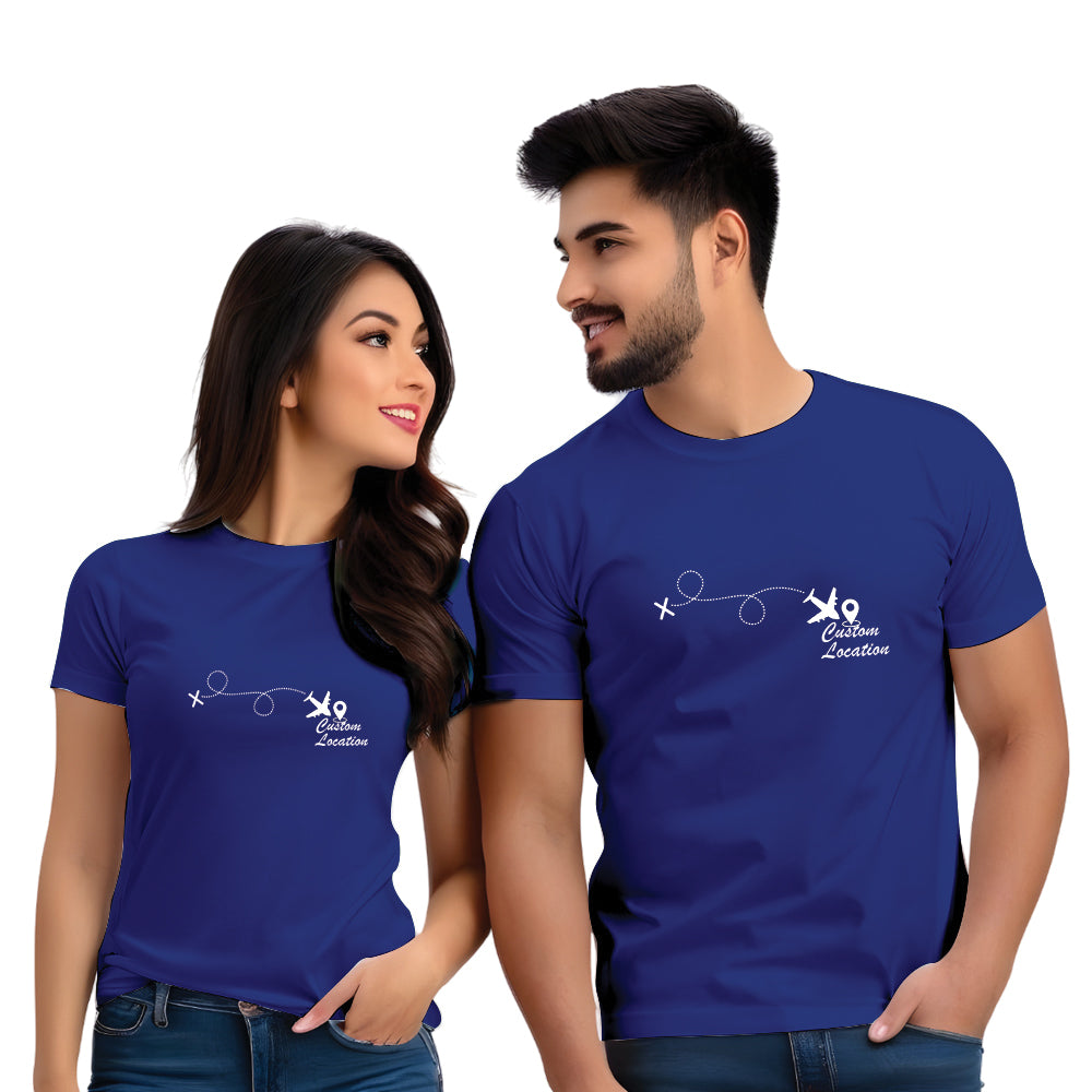Half Sleeve Printed Custom Located Couple T-shirt
