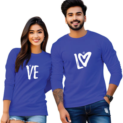 Full Sleeve Love Print Couple T Shirt