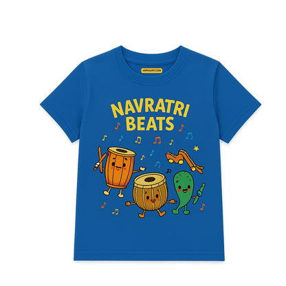 Royalblue Kids  T-shirt with 'Navratri Beats' design 