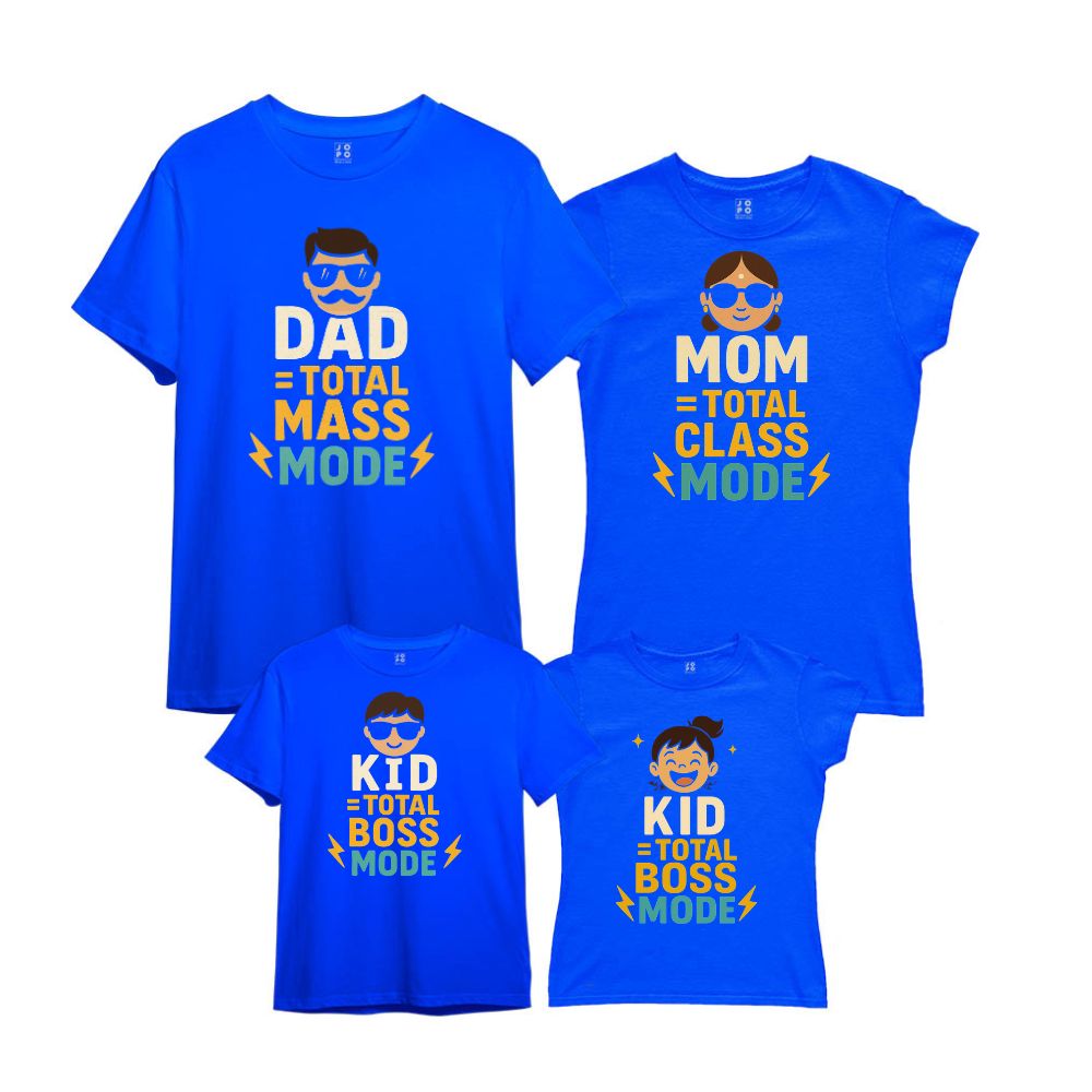 T shirts for family of 4 - Mass, Class, Boss Family Tees - Royalblue