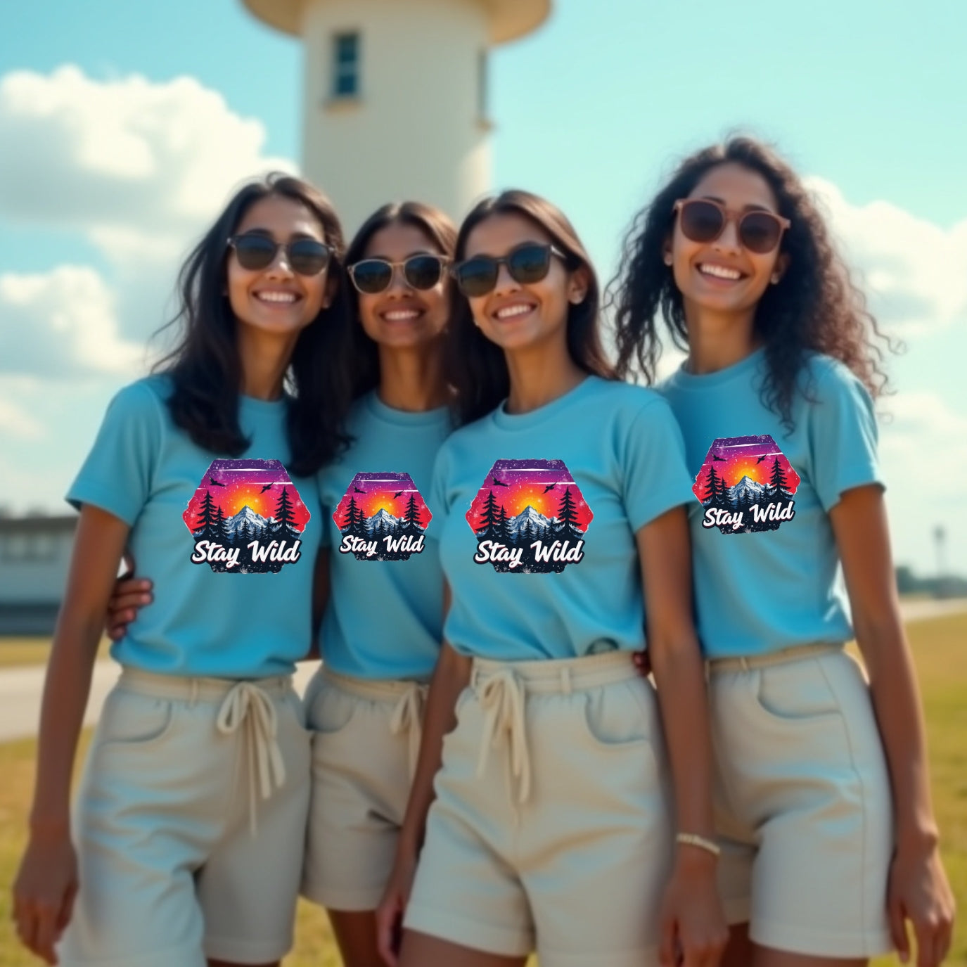 Stay Wild Printed Group T-Shirts for Girls