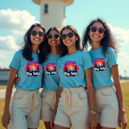 Stay Wild Printed Group T-Shirts for Girls