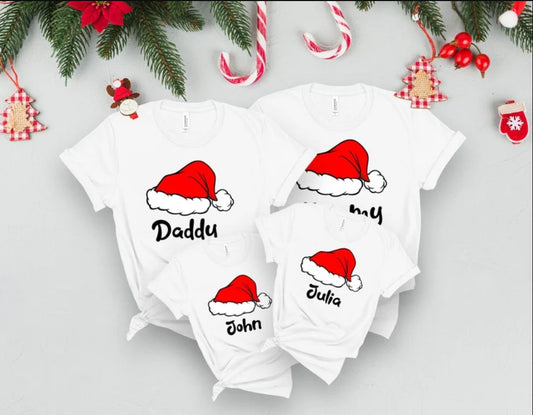Customised Family Names Hat Christmas Tshirts