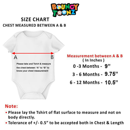 Size chart for a baby onesie