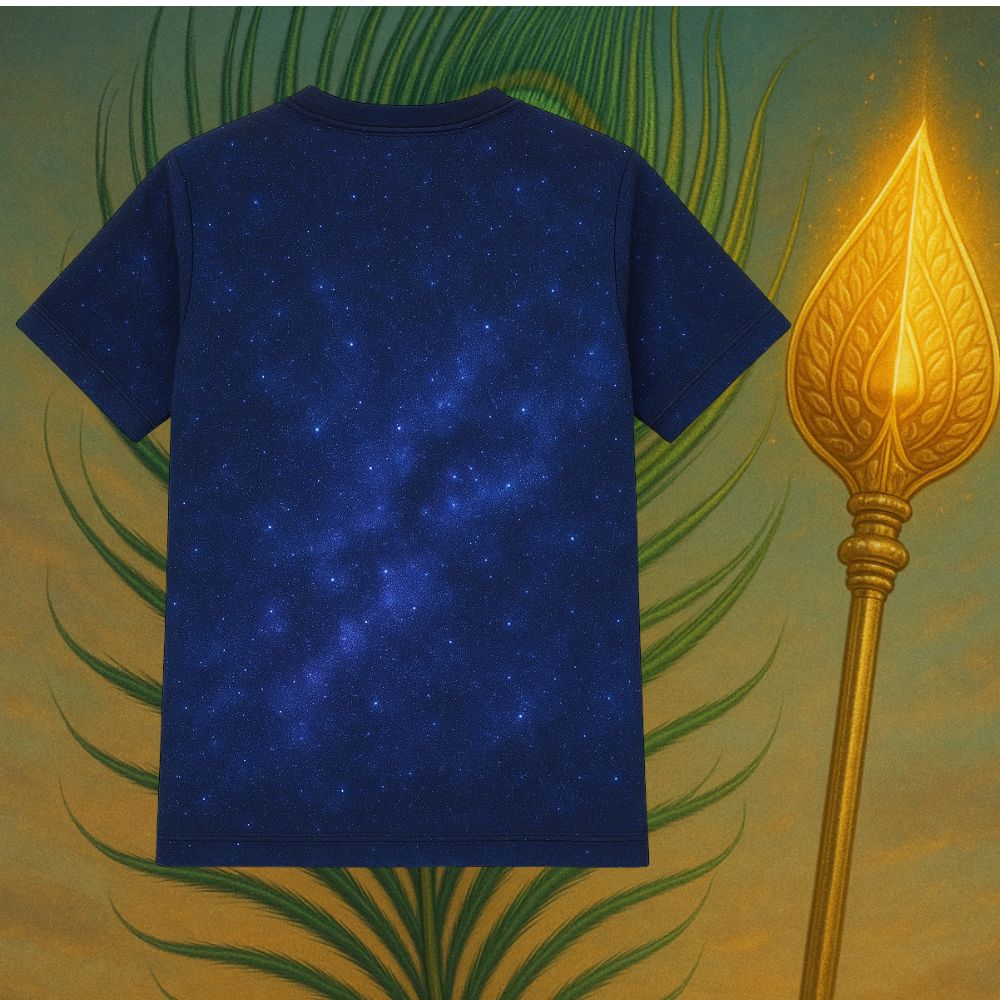 Starry Sky Lord Muruga peacock and a golden spear Navy Blue Kids Jersy Back