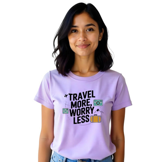 Travel More Worry Less - Free Spirited  Women Casual Printed Tees