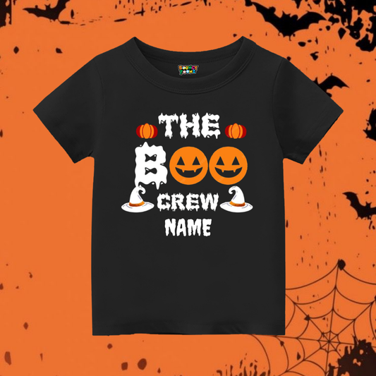 The Boo Crew Text Printed Kids Halloween Personalised Tshirt