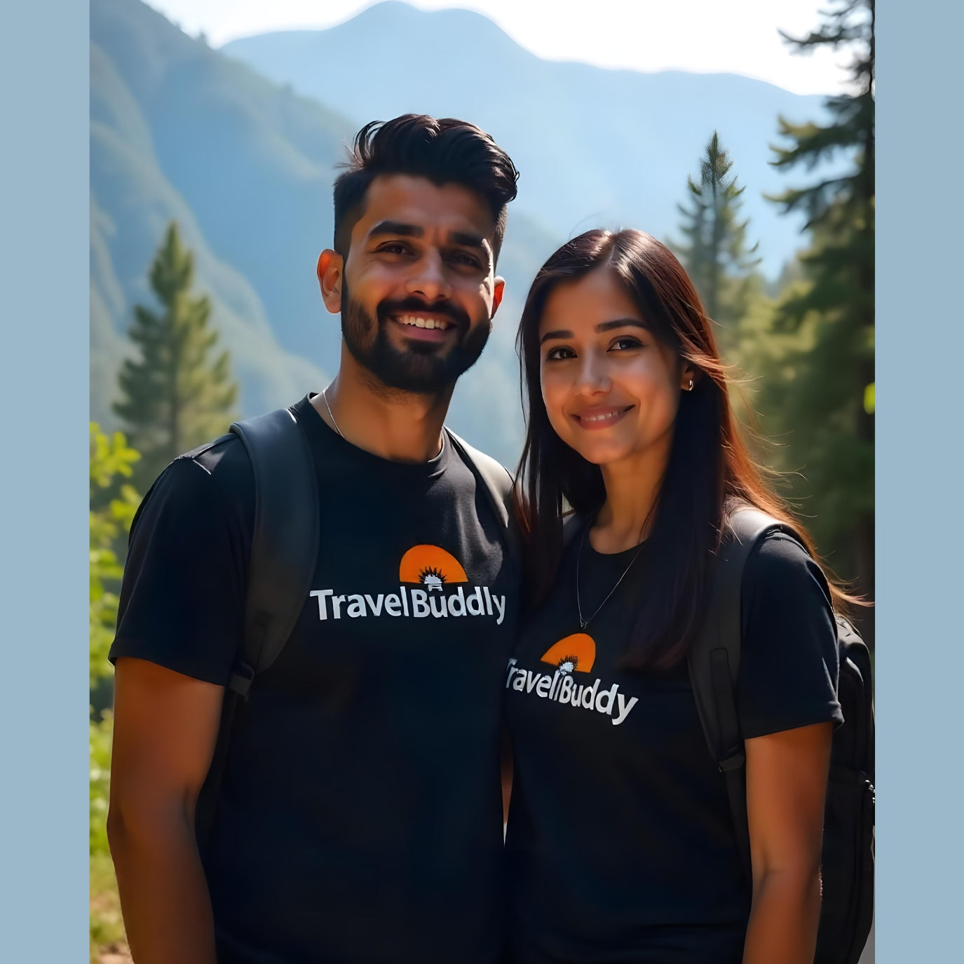 Travel Buddy Matching Navy T-Shirts – Explore in Style!