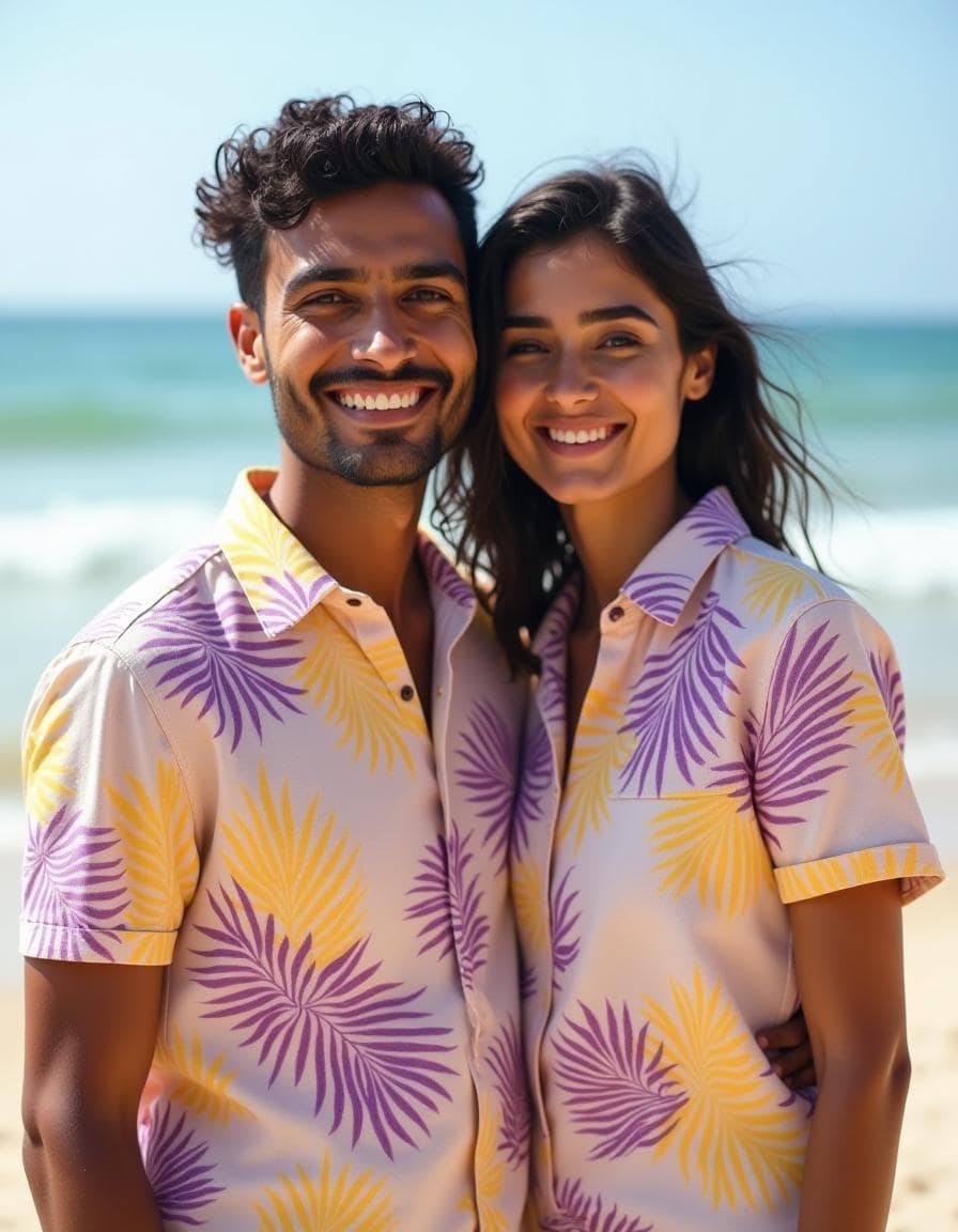 Couple Matching floral tropical shirts 