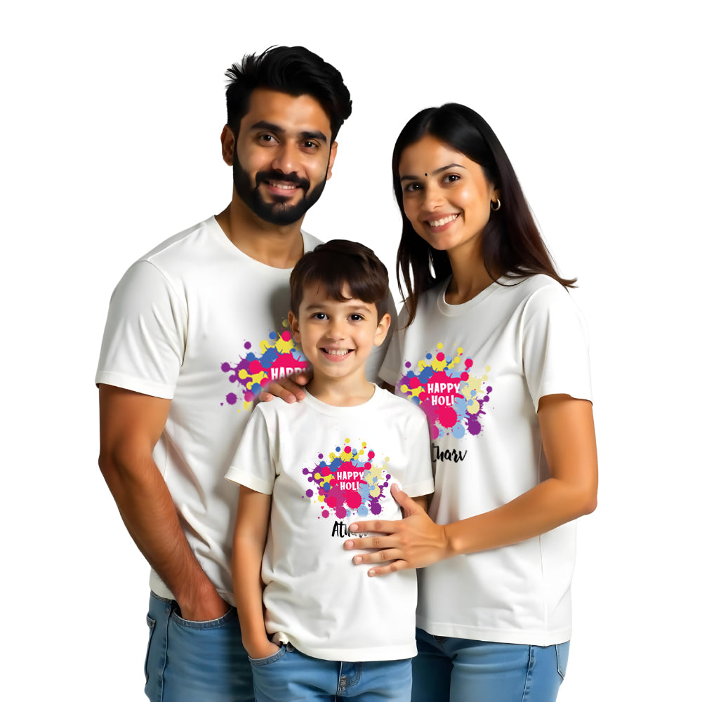 Happy Holi - Happiness Begins with our Matching Family T-Shirts!