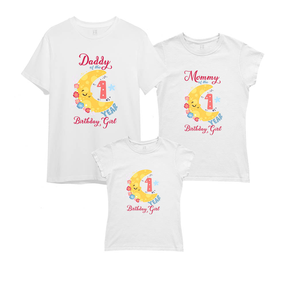 Moon Theme Matching Family T-Shirts Set of 3 and 4 for Mom, Dad, Son & Daughter