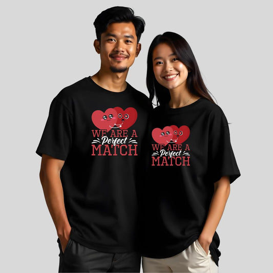 We are a Perfect Match - Adorable Over-sized Couple T-Shirts