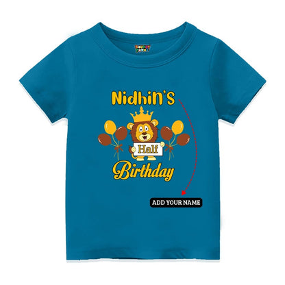 Half Birthday Print Kids T-Shirt - Indigo Blue